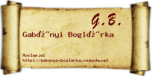 Gabányi Boglárka névjegykártya